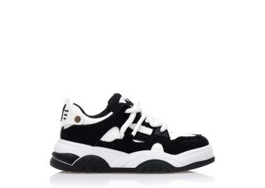 Αθλητικά μαύρα υφασμάτινα με λευκές δερματίνη λεπτομέρειες ΜΑΥΡΟ - Tsoukalas - 