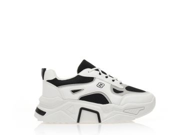 Αθλητικά μαύρα υφασμάτινα με λευκές και γκρι δερματίνη λεπτομέρειες ΜΑΥΡΟ - Tsoukalas - 