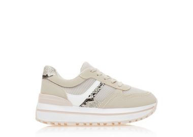 Αθλητικά μπεζ δερματίνη με animal print λεπτομέρειες ΜΠΕΖ - Tsoukalas - 