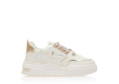 Αθλητικά μπεζ δερματίνη με χρυσές λεπτομέρειες ΜΠΕΖ - Tsoukalas - 