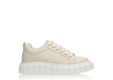 Αθλητικά μπεζ δερματίνη με ιδιαίτερο σχέδιο στη σόλα ΜΠΕΖ - Tsoukalas - 