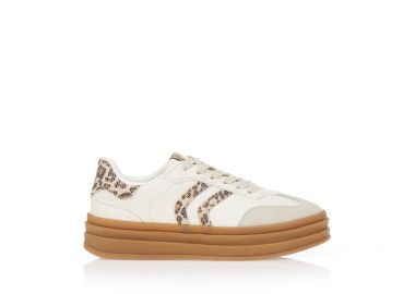 Αθλητικά μπεζ δερματίνη με σουετ animal print σχέδια ΜΠΕΖ - Tsoukalas - 