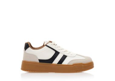 Αθλητικά μπεζ σουέτ και δερματίνη με πούρο και μαύρες λεπτομέρειες ΜΠΕΖ - Tsoukalas - 