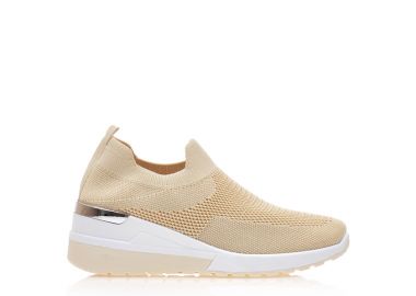 Αθλητικά μπεζ υφασμάτινα κάλτσα με μεταλλική λεπτομέρεια στο πίσω μέρος ΜΠΕΖ - Tsoukalas - 