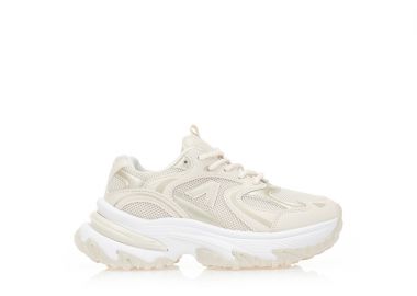 Αθλητικά μπεζ υφασμάτινα με λεπτομέρειες από δερματίνη ΜΠΕΖ - Tsoukalas - 