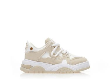 Αθλητικά μπεζ υφασμάτινα με λευκές δερματίνη λεπτομέρειες ΜΠΕΖ - Tsoukalas - 