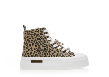 Αθλητικά μποτάκια animal print δερματίνη με χρυσό διακοσμητικό ΛΕΟΠΑΡ - Tsoukalas - 