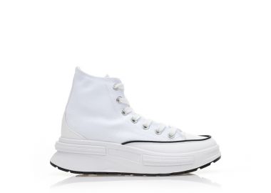 Αθλητικά μποτάκια λευκά υφασμάτινα με κορδόνια ΛΕΥΚΟ - Tsoukalas - 