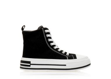 Αθλητικά μποτάκια μαύρα υφασμάτινα ΜΑΥΡΟ - Tsoukalas - 