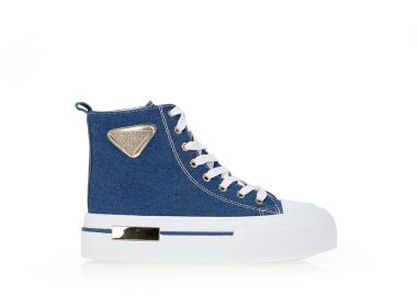 Αθλητικά μποτάκια με χρυσές λεπτομέρειες ΜΠΛΕ - Tsoukalas - 