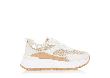 Αθλητικά πούρο δερματίνη δίσολα με ψάθινες λεπτομέρειες ΠΟΥΡΟ - Tsoukalas - 