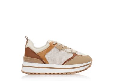 Αθλητικά πούρο δερματίνη με καφέ και λούρεξ λεπτομέρειες ΠΟΥΡΟ - Tsoukalas - 