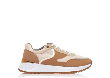 Αθλητικά πούρο δερματίνη με μπεζ και χρυσές λεπτομέρειες ΠΟΥΡΟ - Tsoukalas - 