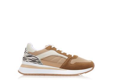 Αθλητικά πούρο δερματίνη με σουέτ και animal print λεπτομέρειες ΠΟΥΡΟ - Tsoukalas - 