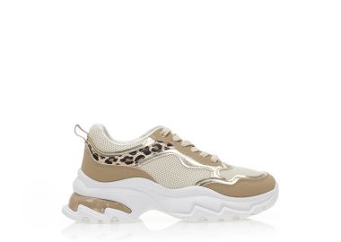 Αθλητικά πούρο υφασμάτινα με χρυσές και animal print λεπτομέρειες ΠΟΥΡΟ - Tsoukalas - 