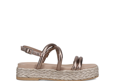 Ατσαλί δερμάτινο flatform σανδάλι - MIGATO - 