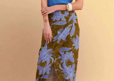 Attrativo γυναικεία midi φούστα με floral print - 9923202 Μπλε - ATTRATTIVO - 