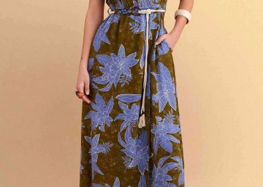 Attrativo γυναικεία midi κρουαζέ φόρεμα με floral print - 9923204 Μπλε - ATTRATTIVO - 