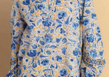 Attrativo γυναικεία μπλούζα με floral print - 9920307 Μπλε - ATTRATTIVO - 