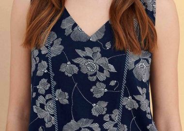 Attrativo γυναικείο αμάνικο τοπ με floral print - 9923161 Μπλε Σκούρο - ATTRATTIVO - 