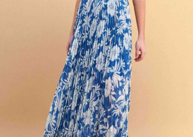 Attrativo γυναικείo maxi αμάνικο φόρεμα με floral print - 9923169 Μπλε Σκούρο - ATTRATTIVO - 