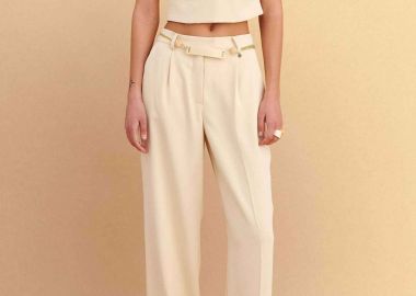 Attrativo γυναικείο παντελόνι μονόχρωμο Straight Fit - 9922992 Κίτρινο - ATTRATTIVO - 