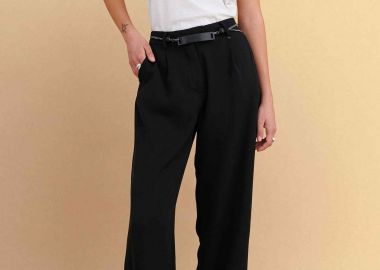 Attrativo γυναικείο παντελόνι μονόχρωμο Straight Fit - 9922992 Μαύρο - ATTRATTIVO - 