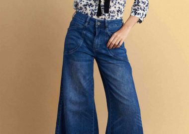 Attrativo γυναικείο ψηλόμεσο τζιν παντελόνι Wide Leg - 9922930 Μπλε Σκούρο - ATTRATTIVO - 
