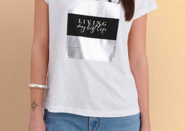 Attrativo γυναικείο T-shirt με print - 9923694 Λευκό - ATTRATTIVO - 