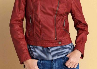 Attrattivo γυναικείο jacket biker faux δέρμα - 9922939 Κόκκινο - ATTRATTIVO - 