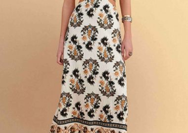 Attrattivo γυναικείο midi αμάνικο φόρεμα με floral print και cut-out - 9923141 Εκρού - ATTRATTIVO - 