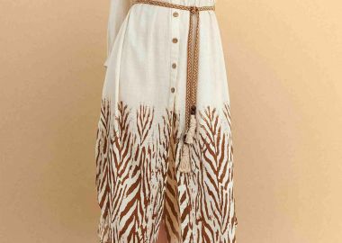 Attrattivo γυναικείο midi φόρεμα σεμιζιέ με all-over print - 9920932 Εκρού - ATTRATTIVO - 