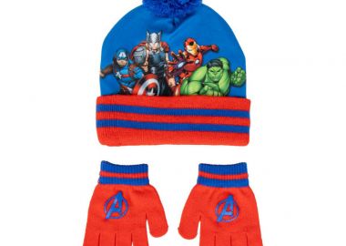 Avengers Team Παιδικός σκούφος+ Σετ γάντια για χειμώνα Κόκκινο - Avengers - 