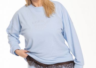 Baby φούτερ μπλούζα με στρας σε σιέλ χρώμα -  - 