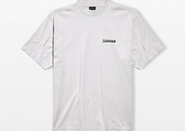 BALENCIAGA Ανδρικό Γκρι Fit Cotton T-Shirt - BALENCIAGA - 