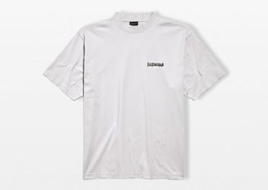 BALENCIAGA Ανδρικό Γκρι Fit Cotton T-Shirt - BALENCIAGA - 