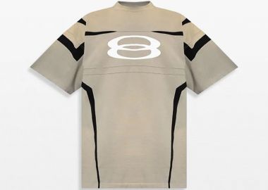 BALENCIAGA Ανδρικό Γκρι Oversized Logo-Embroidered T-Shirt - BALENCIAGA - 