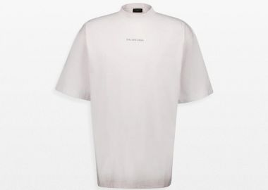 BALENCIAGA Ανδρικό Λευκό Reflective-Logo Cotton T-Shirt - BALENCIAGA - 