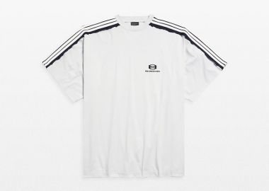 BALENCIAGA Ανδρικό Λευκό Unity Sports Icon Oversized T-Shirt - BALENCIAGA - 
