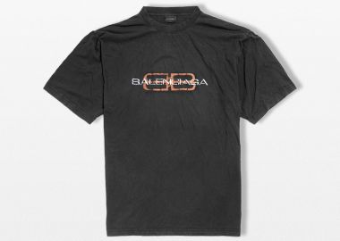 BALENCIAGA Ανδρικό Μαύρο BB Icon Stencil T-Shirt - BALENCIAGA - 