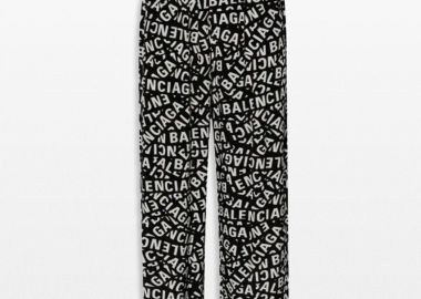 BALENCIAGA Ανδρικό Μαύρο Black And White Printed Trousers - BALENCIAGA - 