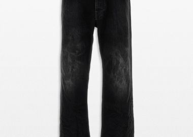 BALENCIAGA Ανδρικό Μαύρο Distressed Wide-Leg Denim Jeans - BALENCIAGA - 