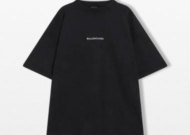 BALENCIAGA Ανδρικό Μαύρο Faded Dry Fleece Uniform Merch T-Shirt - BALENCIAGA - 