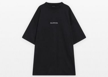 BALENCIAGA Ανδρικό Μαύρο Faded Dry Fleece Uniform Merch T-Shirt - BALENCIAGA - 