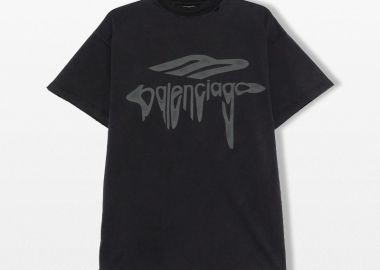 BALENCIAGA Ανδρικό Μαύρο Liquefied T-Shirt Oversized - BALENCIAGA - 