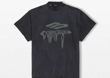 BALENCIAGA Ανδρικό Μαύρο Liquefied T-Shirt Oversized - BALENCIAGA - 