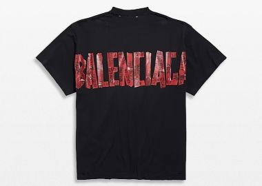 BALENCIAGA Ανδρικό Μαύρο Oversized T-Shirt - BALENCIAGA - 