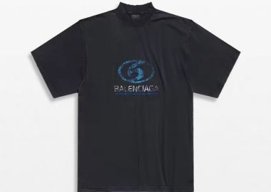 BALENCIAGA Ανδρικό Μαύρο Surfer T-Shirt - BALENCIAGA - 