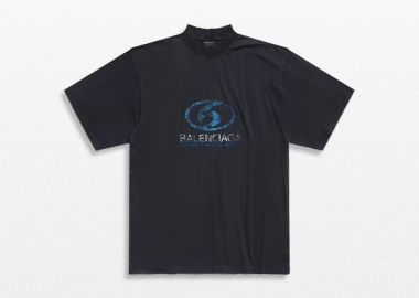 BALENCIAGA Ανδρικό Μαύρο Surfer T-Shirt - BALENCIAGA - 