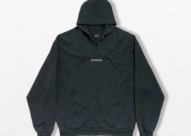 BALENCIAGA Ανδρικό Μπλε Back Polo Hoodie - BALENCIAGA - 